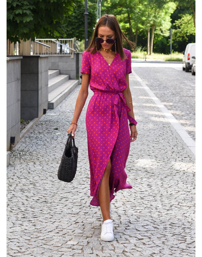 Fiona | Women's V-Neck Wrap Midi Dress