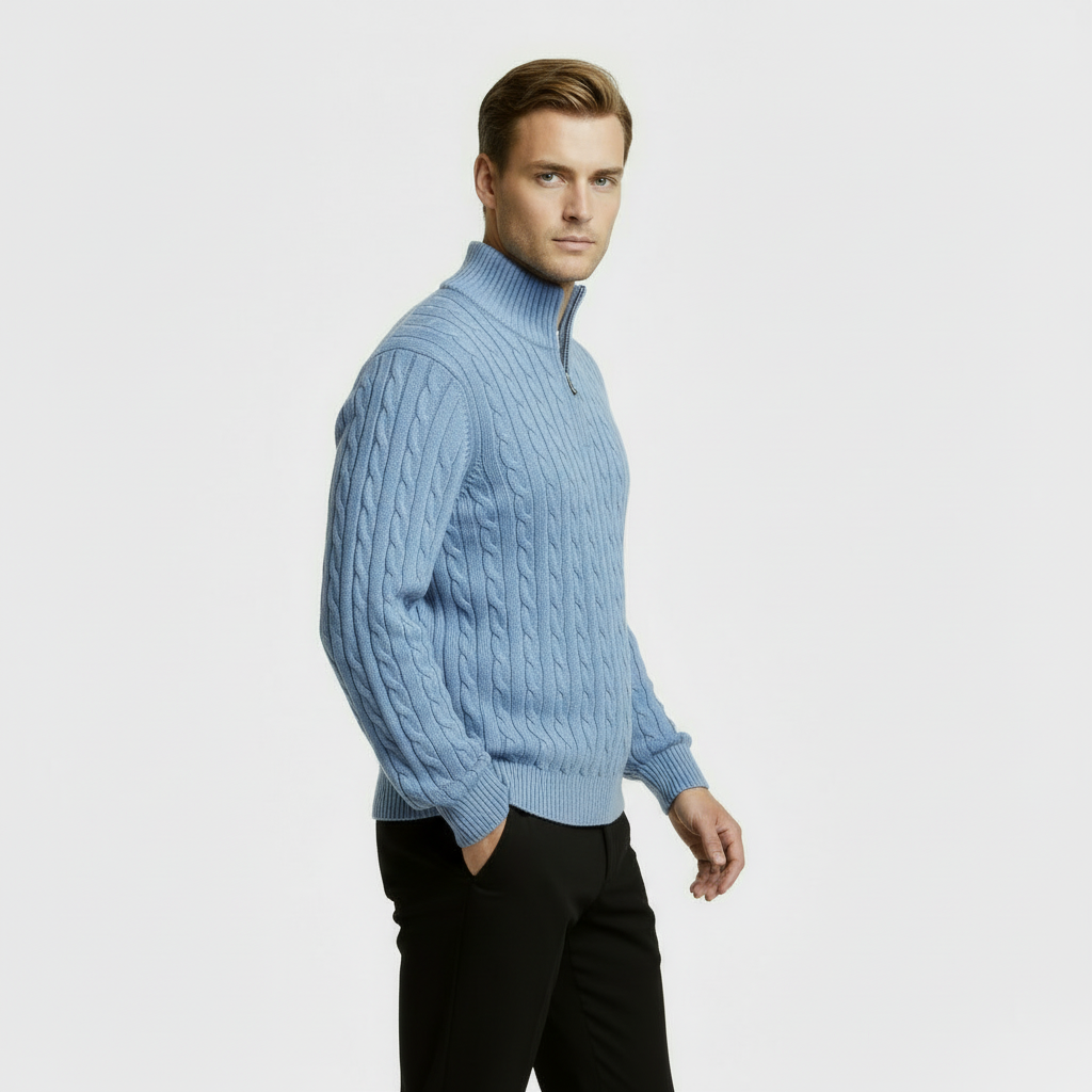 George | Men's Zip Neck Cable Knit Sweater