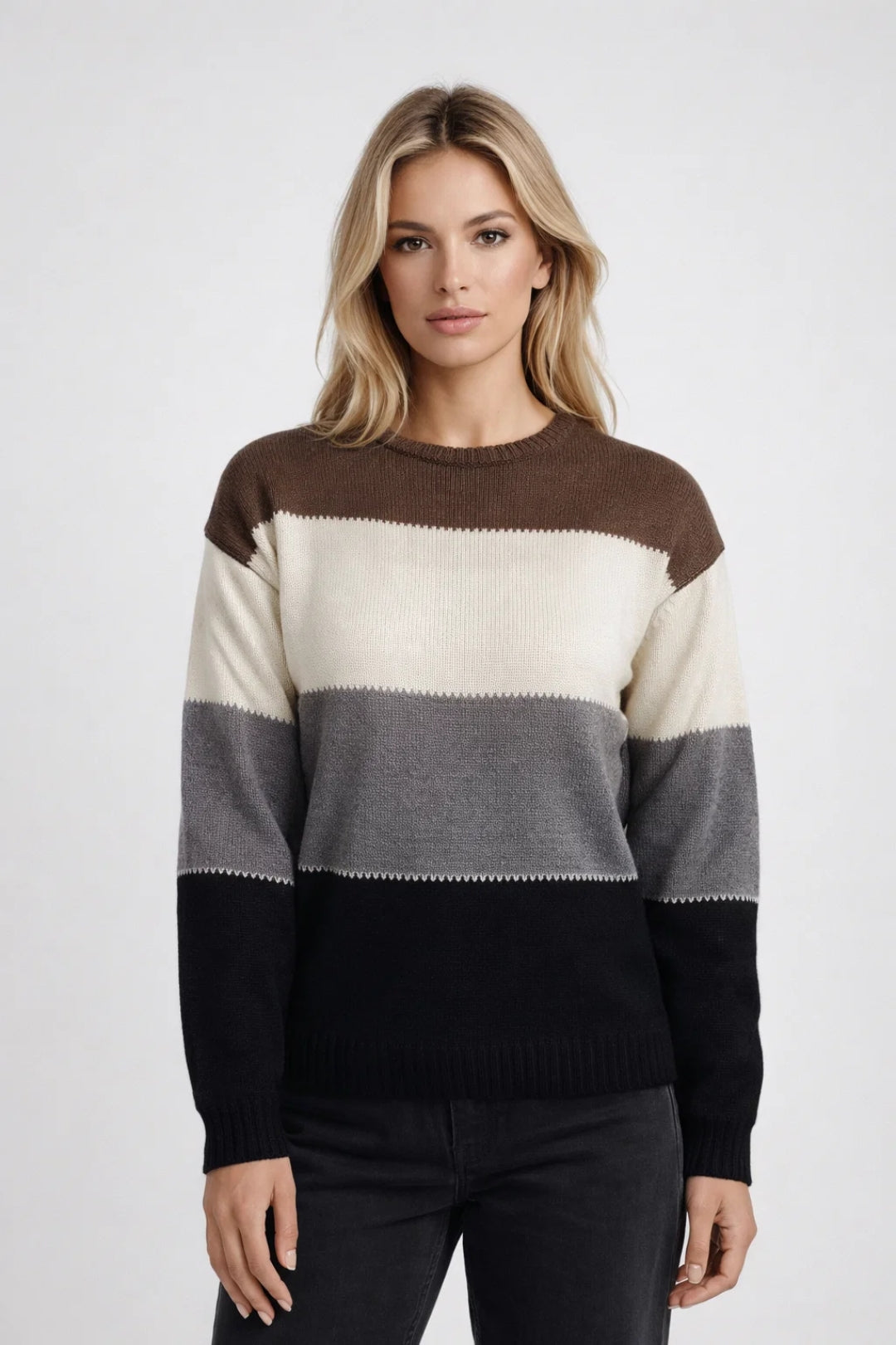 Gina | Women's Striped Crew Neck Sweater