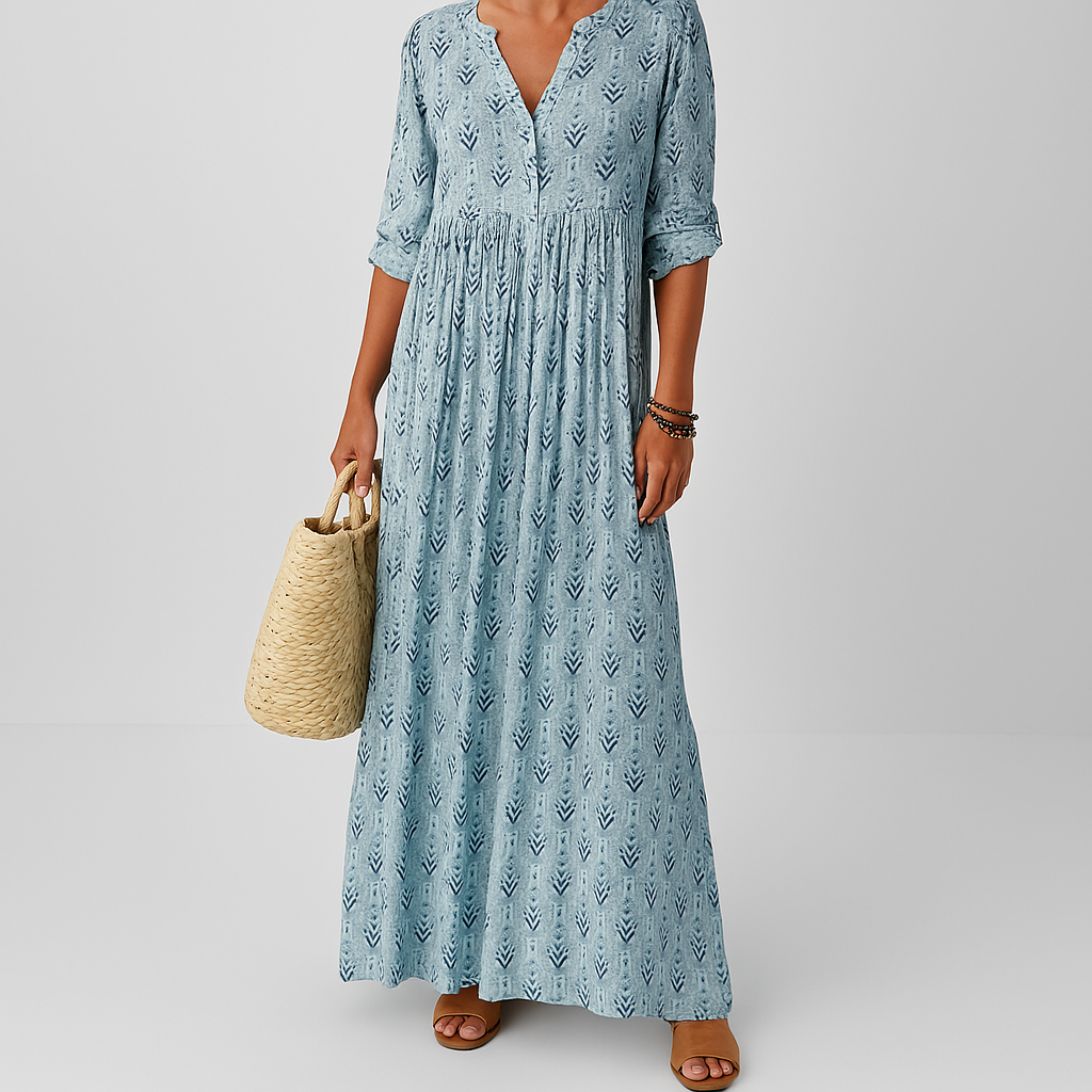Michelle | Women Summer Long Sleeve Dress with Boho Print