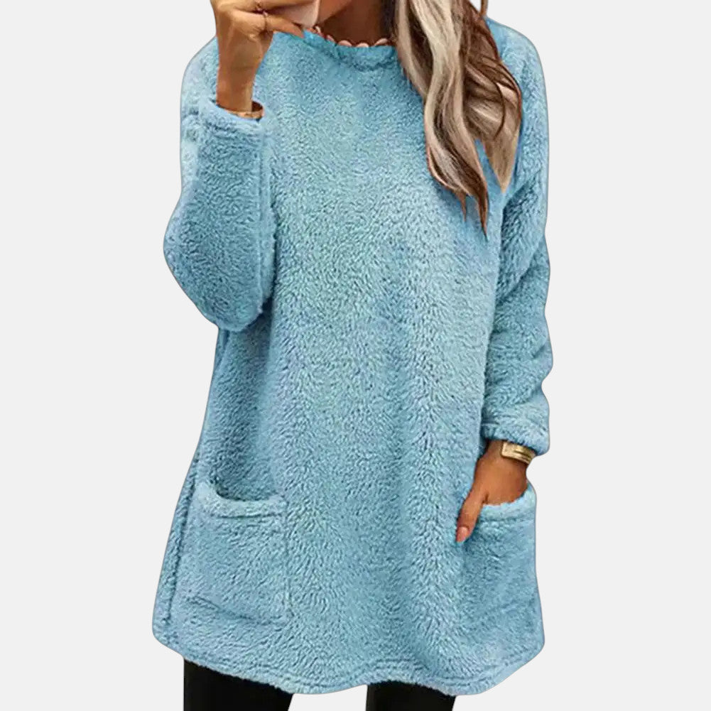 Hannah | Women's Oversized Tunic Length Pocket Sweater Dress