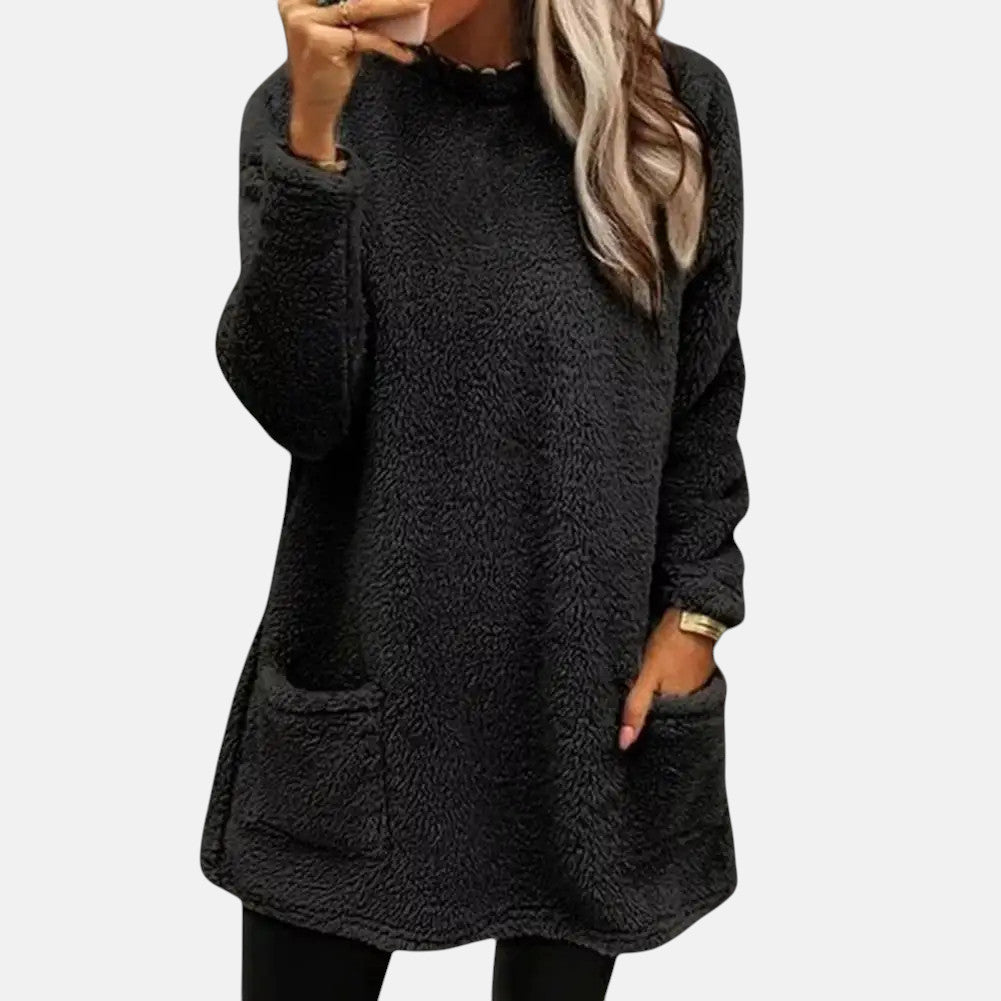Hannah | Women's Oversized Tunic Length Pocket Sweater Dress
