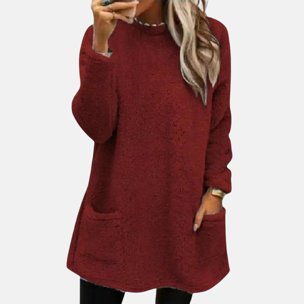 Hannah | Women's Oversized Tunic Length Pocket Sweater Dress