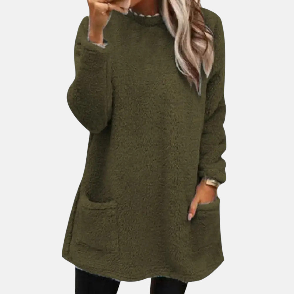 Hannah | Women's Oversized Tunic Length Pocket Sweater Dress