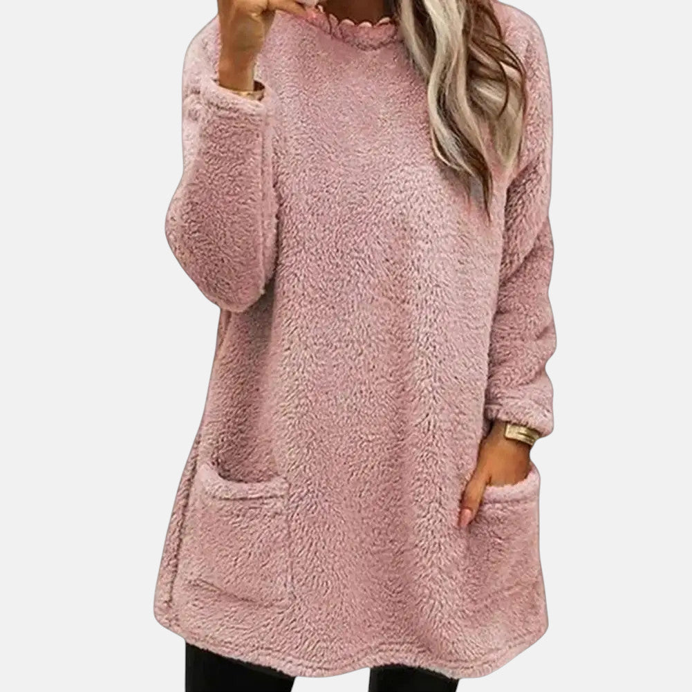 Hannah | Women's Oversized Tunic Length Pocket Sweater Dress