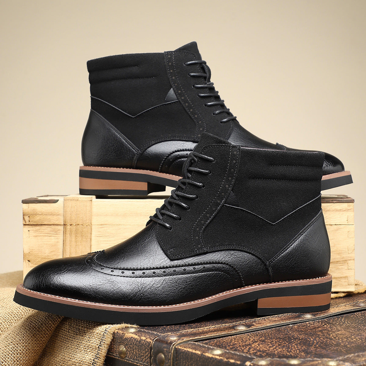 Hector | Men's Wingtip Lace-Up Ankle Boots