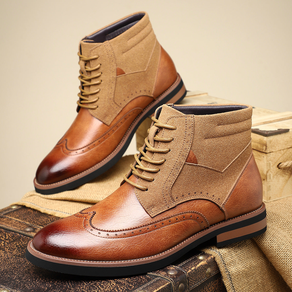 Hector | Men's Wingtip Lace-Up Ankle Boots