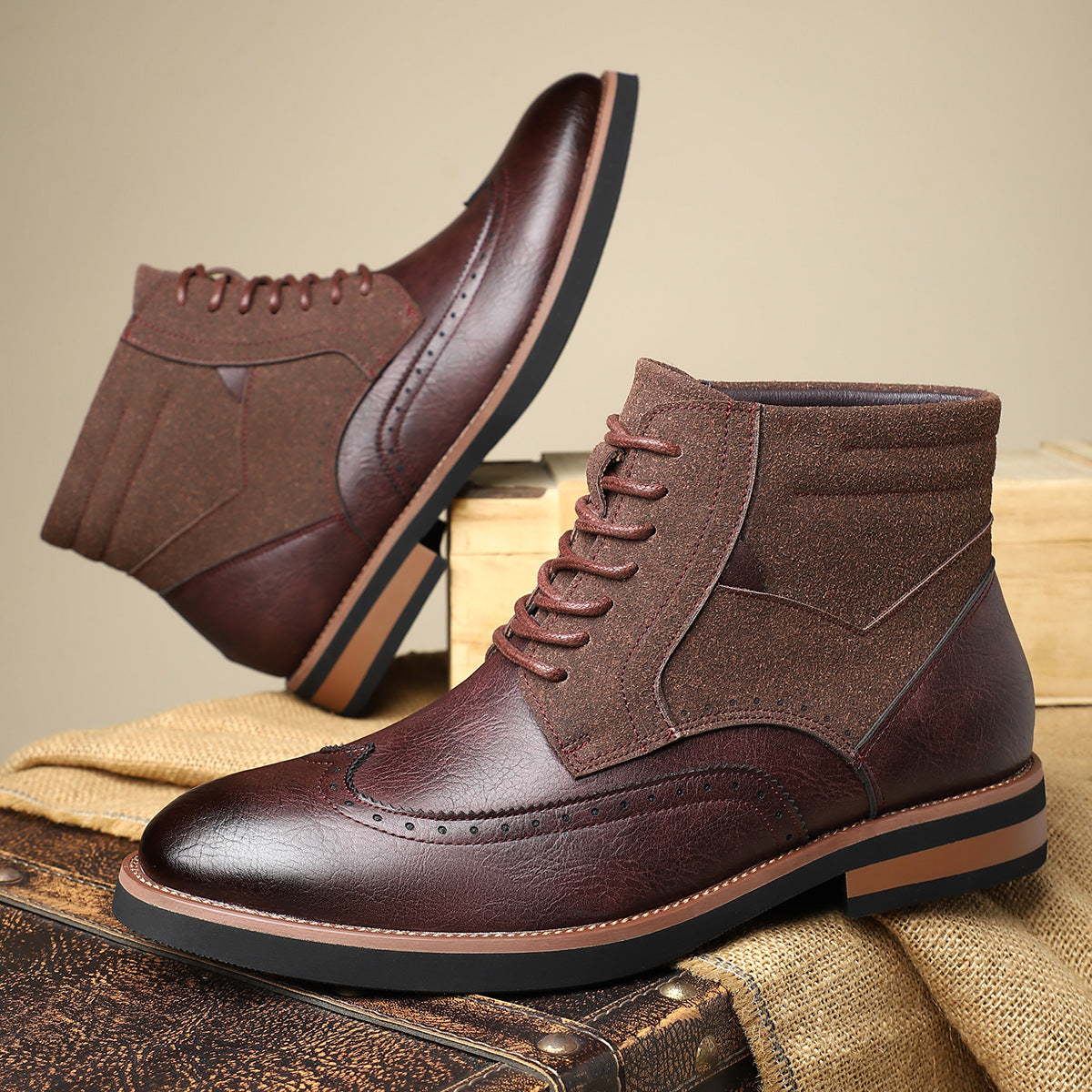Hector | Men's Wingtip Lace-Up Ankle Boots
