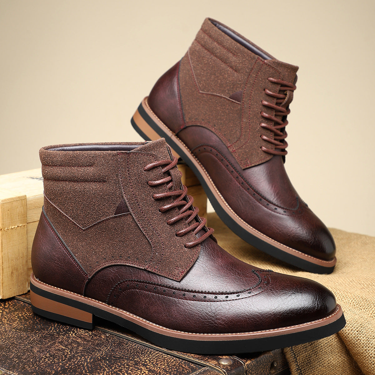 Hector | Men's Wingtip Lace-Up Ankle Boots