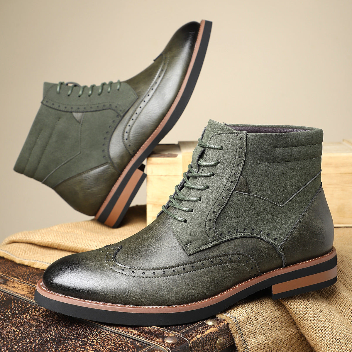 Hector | Men's Wingtip Lace-Up Ankle Boots