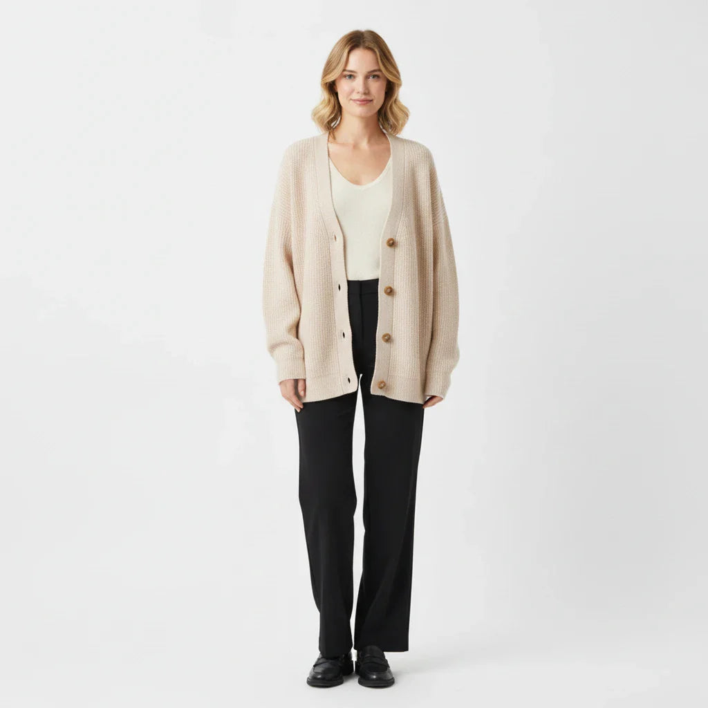 Oversized Ribbed Knit Cardigan for Women