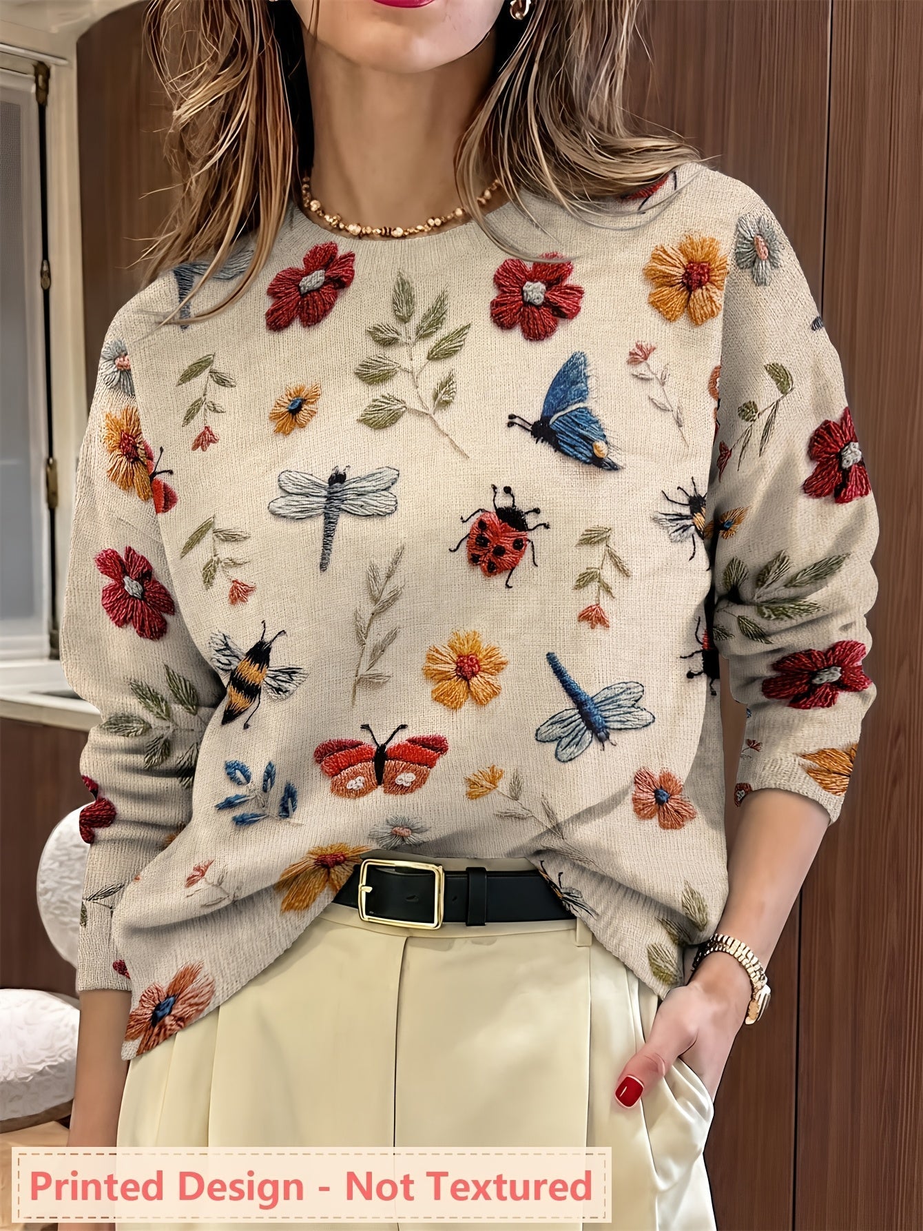 Jacqueline | Women's Long Sleeve Printed Sweater