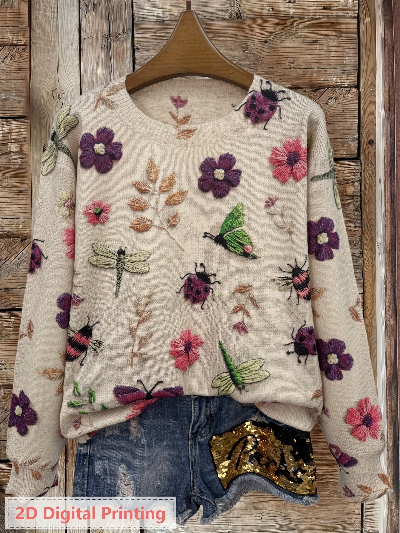 Jacqueline | Women's Long Sleeve Printed Sweater