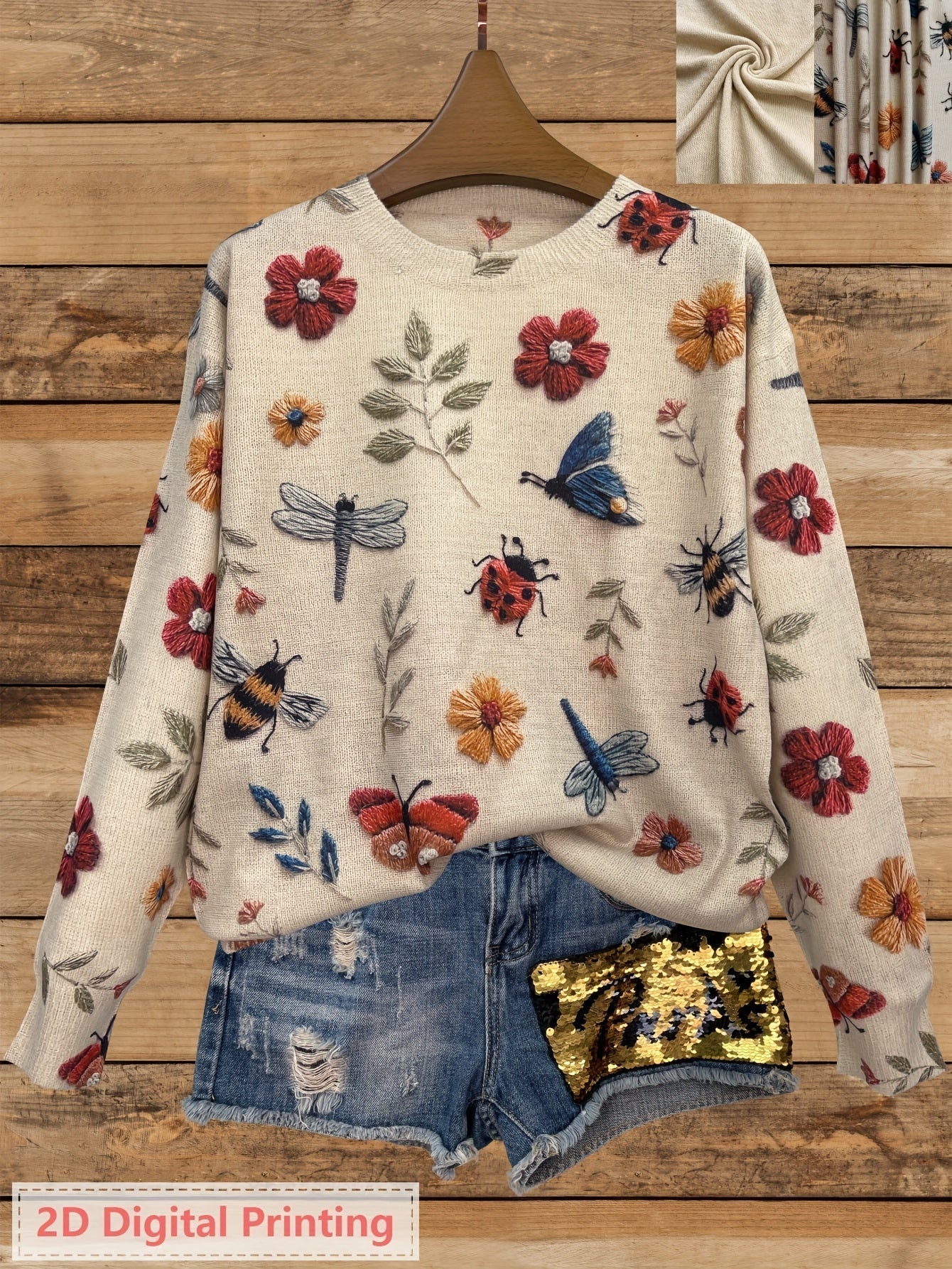 Jacqueline | Women's Long Sleeve Printed Sweater