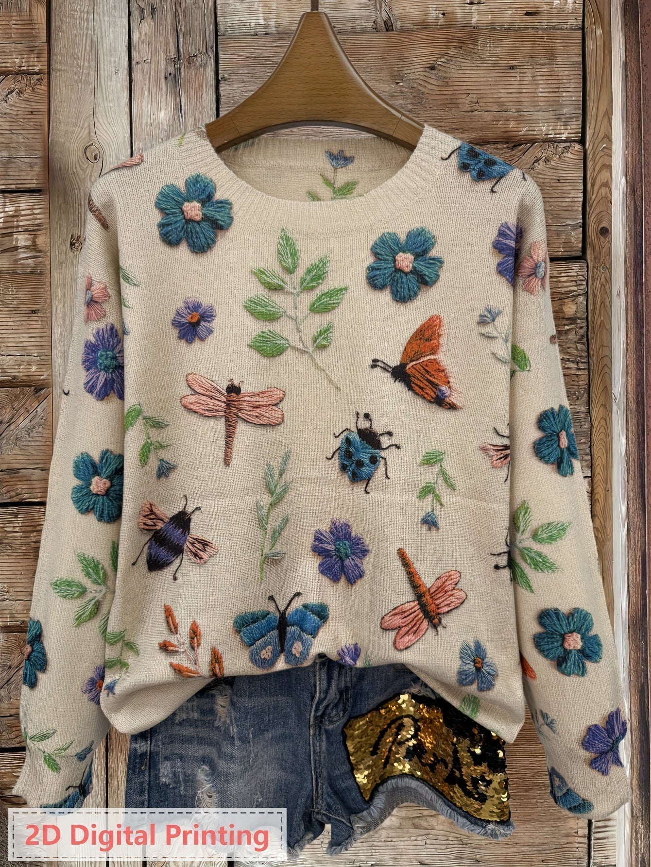 Jacqueline | Women's Long Sleeve Printed Sweater