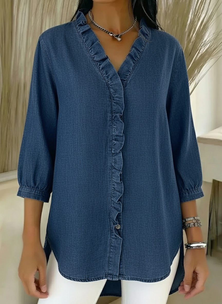 Jane | Women's Ruffle Button-Down Blouse