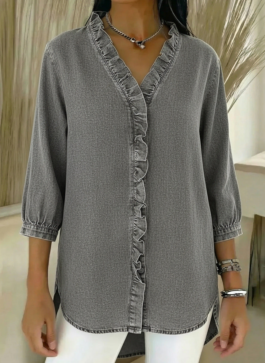 Jane | Women's Ruffle Button-Down Blouse