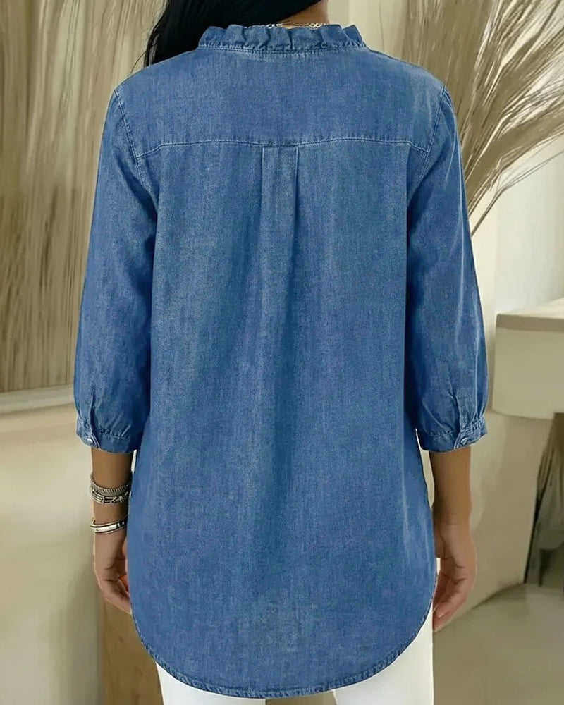 Jane | Women's Ruffle Button-Down Blouse