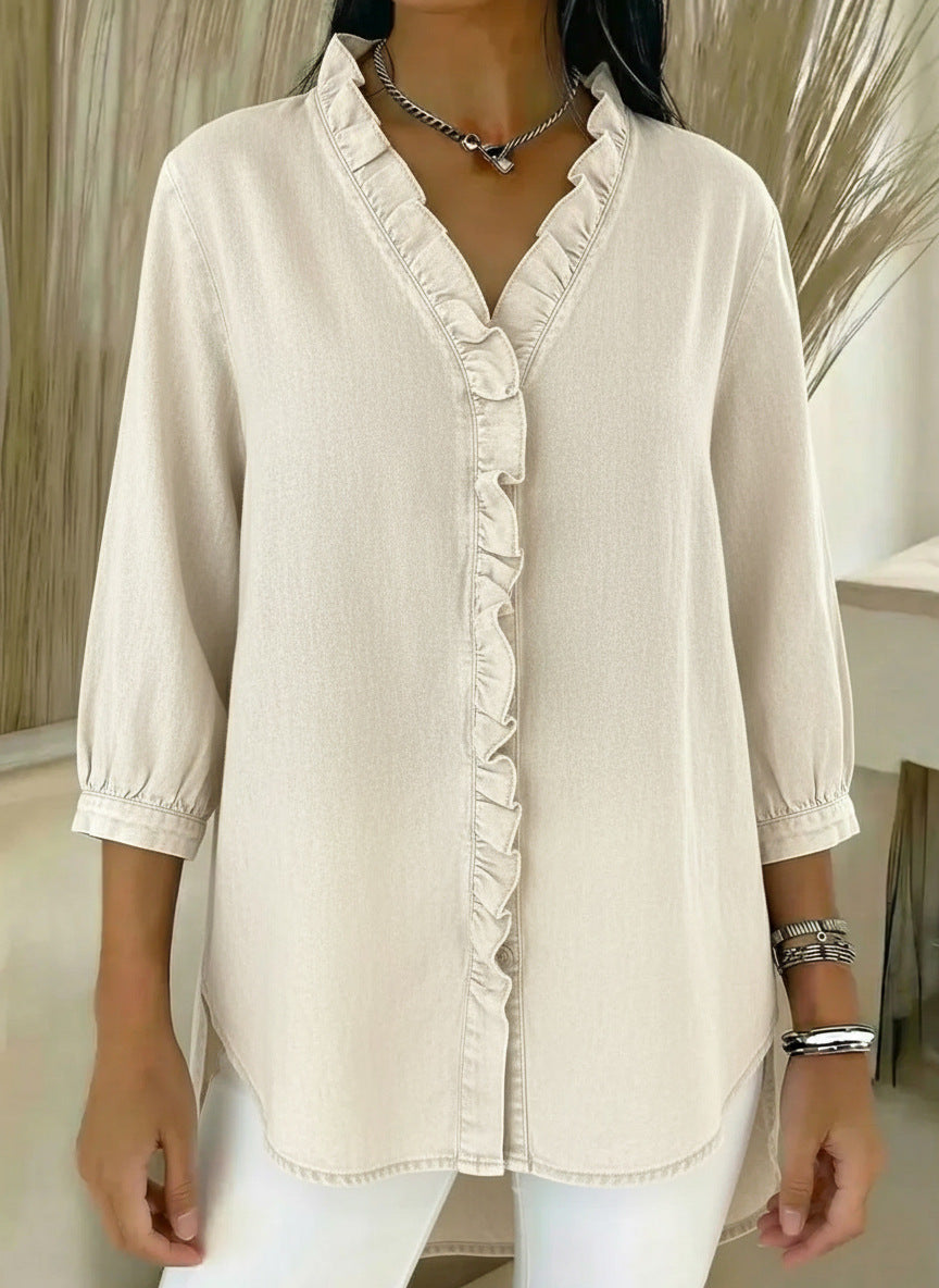 Jane | Women's Ruffle Button-Down Blouse