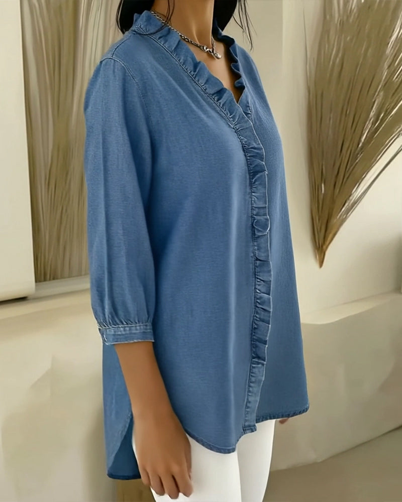 Jane | Women's Ruffle Button-Down Blouse