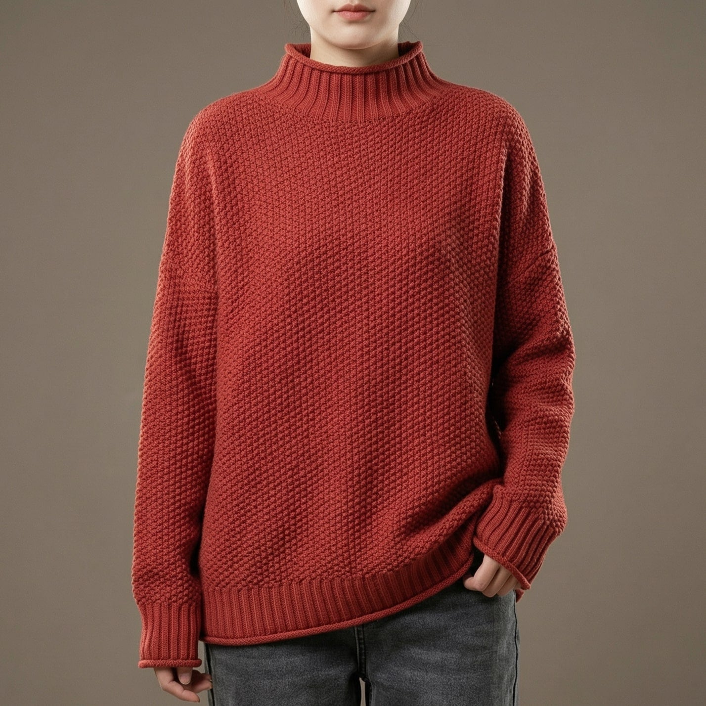 Janine | Women's Mock Neck Long Sleeve Sweater