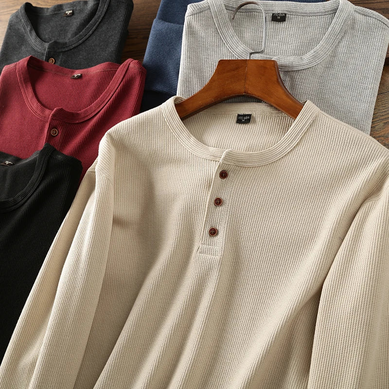 Jeff | Men's Long Sleeve Henley T-Shirt