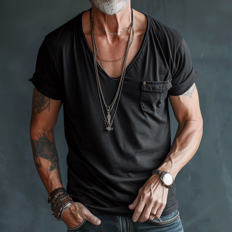 Jeffrey | Men's V-Neck Pocket T-Shirt