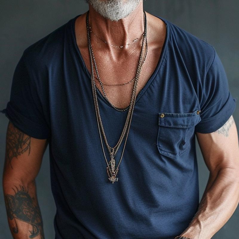 Jeffrey | Men's V-Neck Pocket T-Shirt