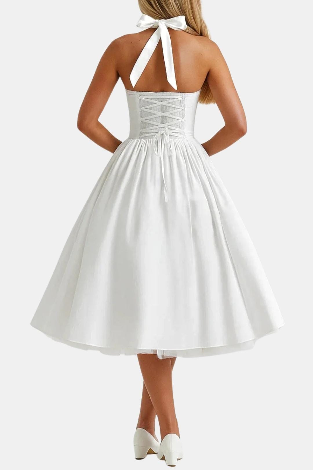 Jennifer | Women's Halter Neck A-Line Midi Dress