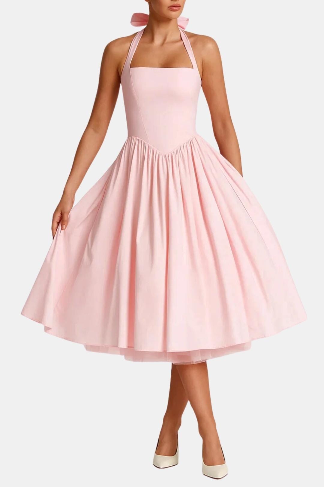 Jennifer | Women's Halter Neck A-Line Midi Dress
