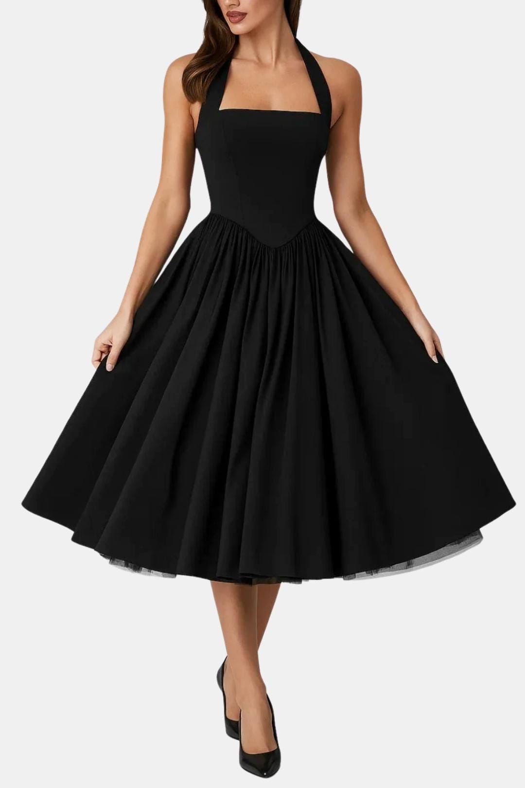 Jennifer | Women's Halter Neck A-Line Midi Dress