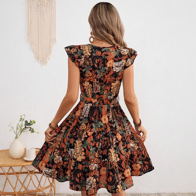 Kathy | Women's V-Neck Wrap Midi Dress