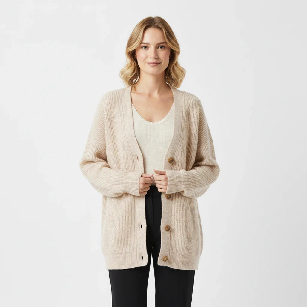 Oversized Ribbed Knit Cardigan for Women