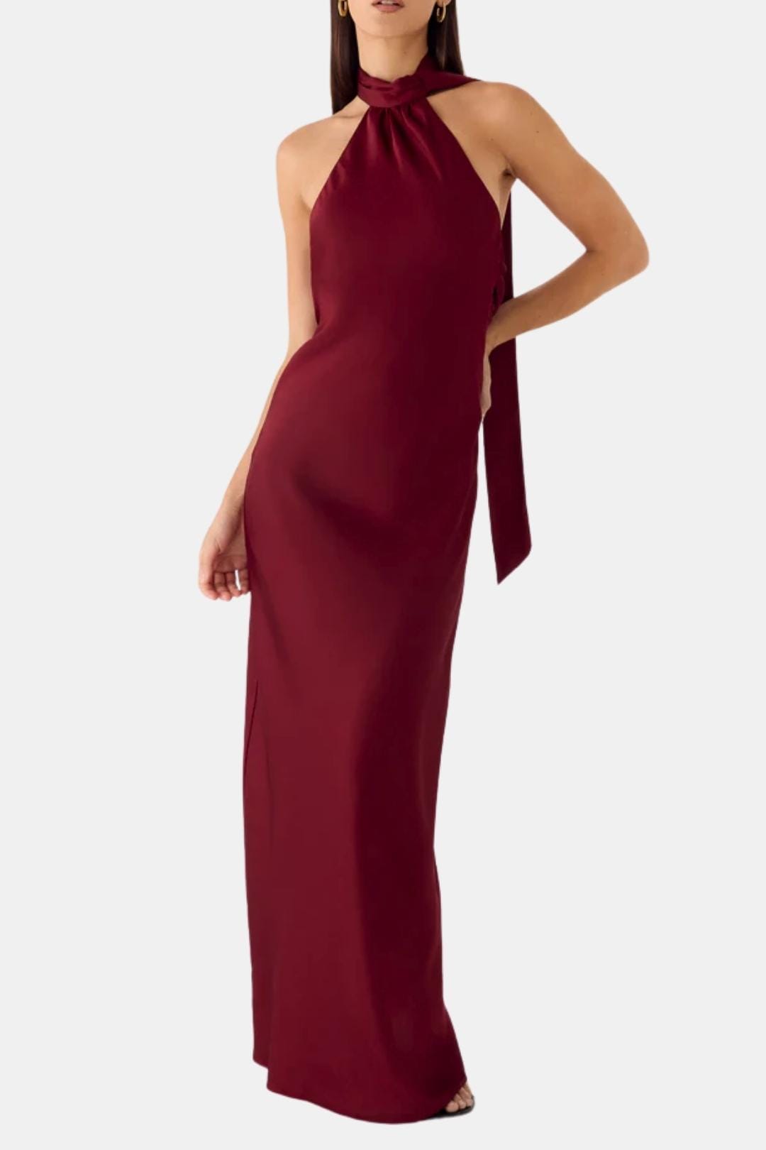 Kristen | Women's Sleeveless Halter Maxi Dress