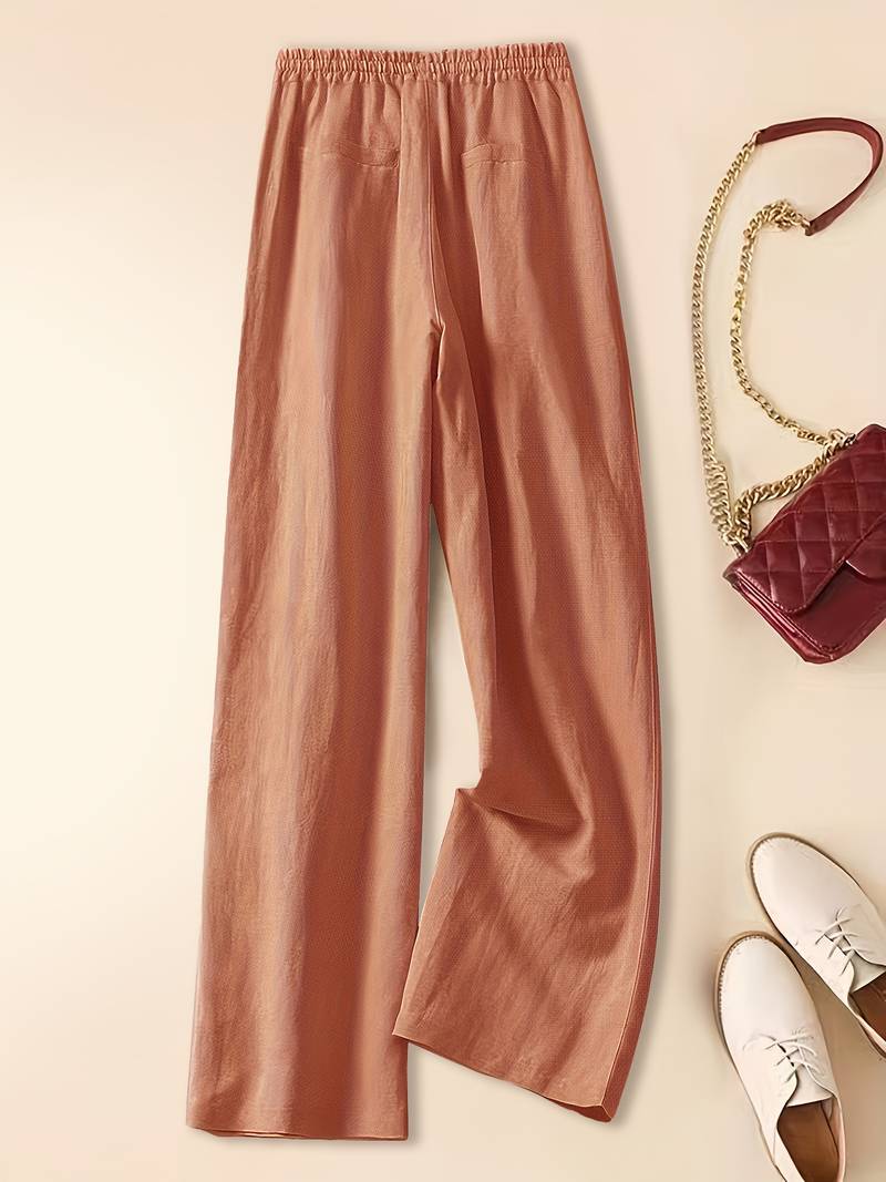 Kristin | Women's High-Waisted Drawstring Wide Leg Pants