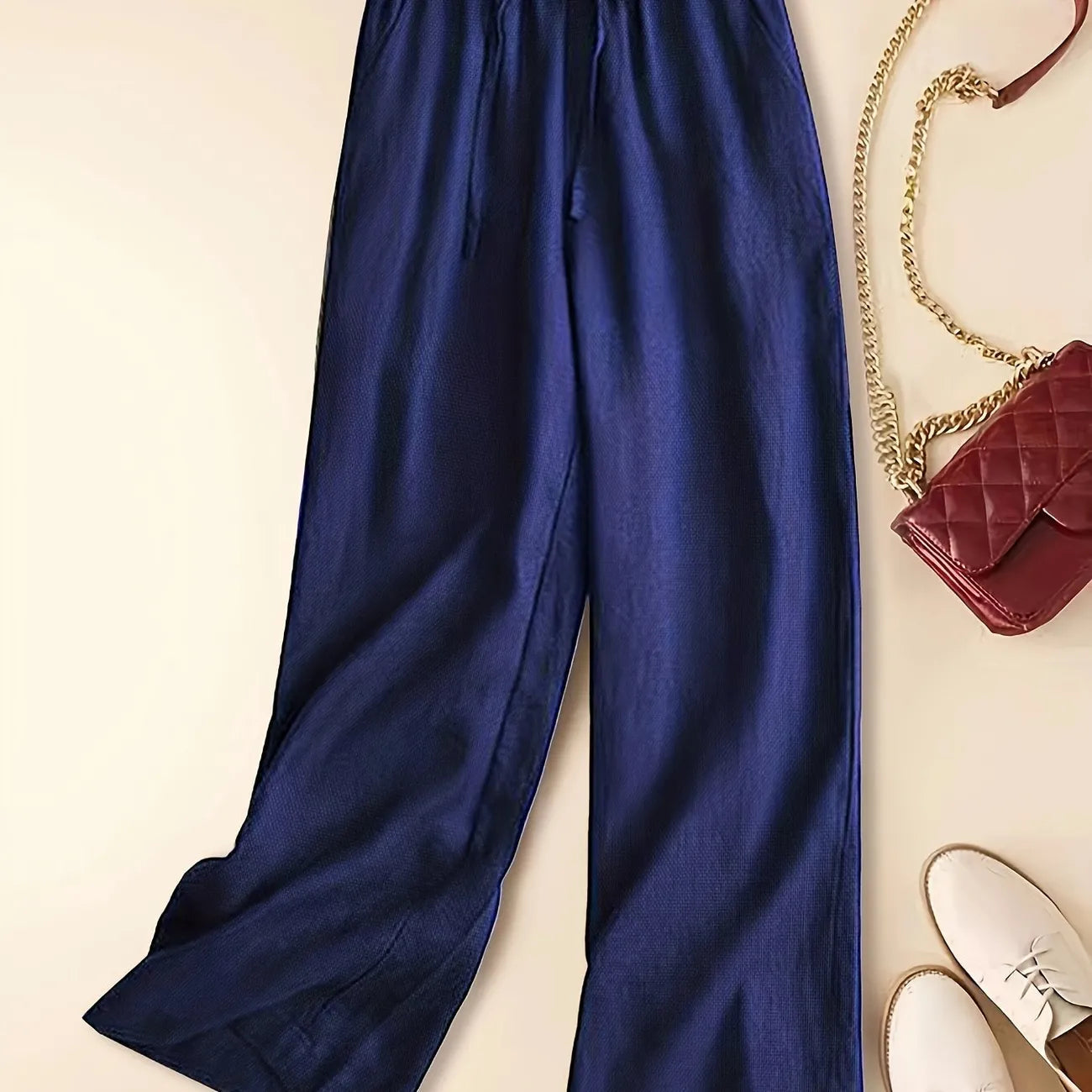 Kristin | Women's High-Waisted Drawstring Wide Leg Pants