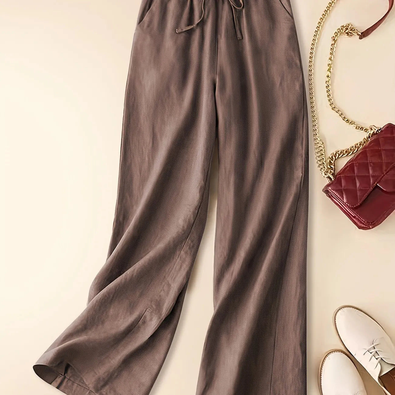 Kristin | Women's High-Waisted Drawstring Wide Leg Pants
