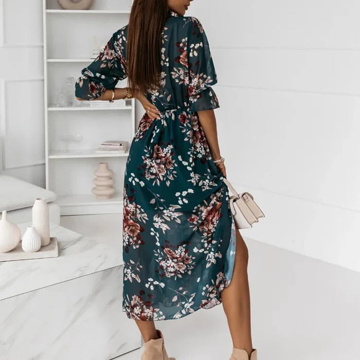 Kylie | Women's V-Neck Wrap Midi Dress