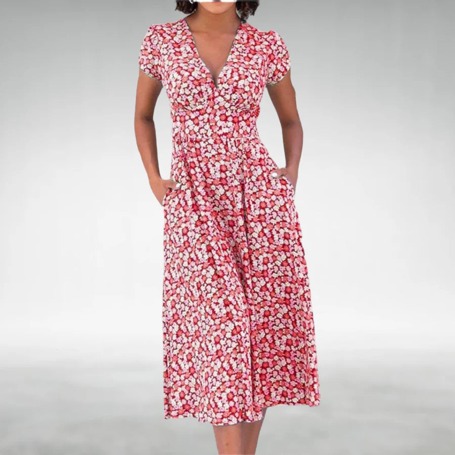 Liliana | Women's V-Neck Fit & Flare Midi Dress