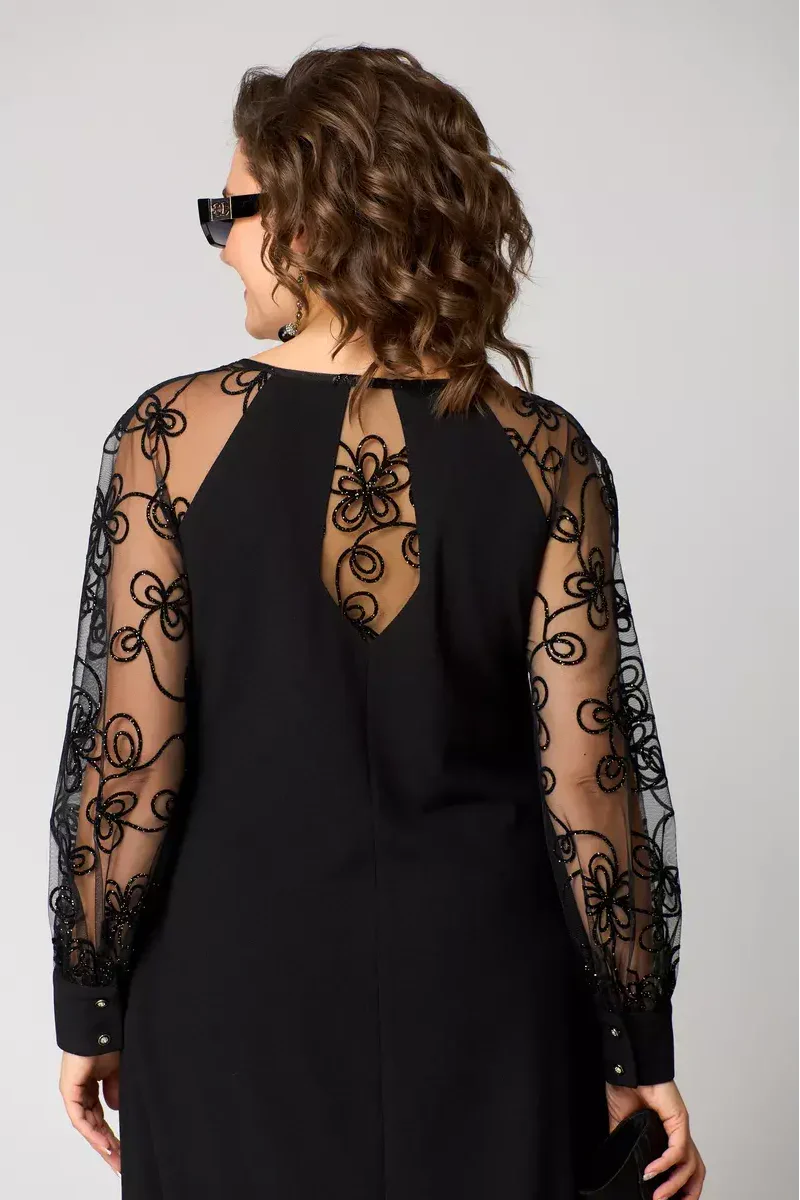 Lisa | Women's Sheer Sleeve A-Line Midi Dress