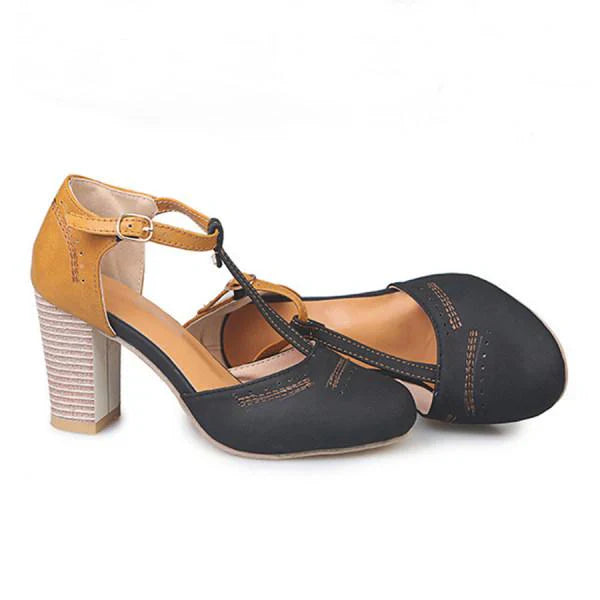 Lisa | Women's T-Strap Block Heel Shoes