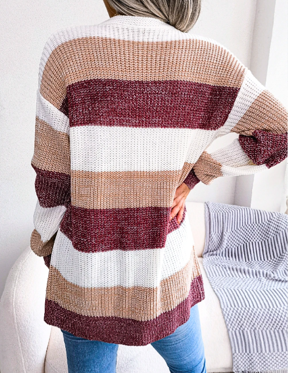 Loretta | Women's Striped Open Front Cardigan