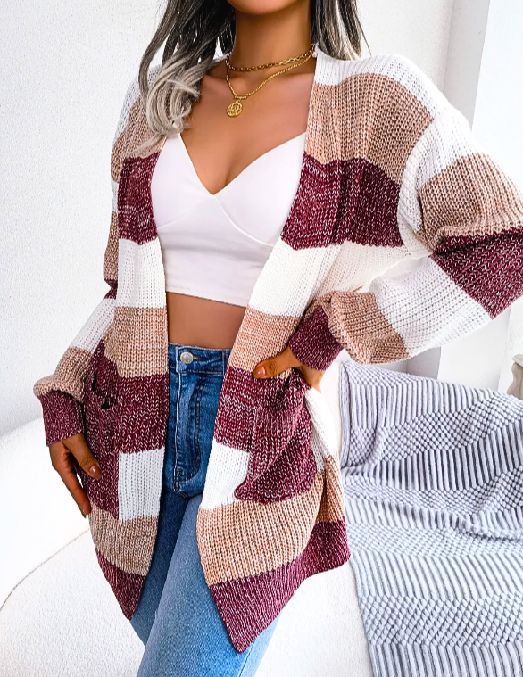 Loretta | Women's Striped Open Front Cardigan