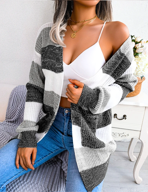 Loretta | Women's Striped Open Front Cardigan