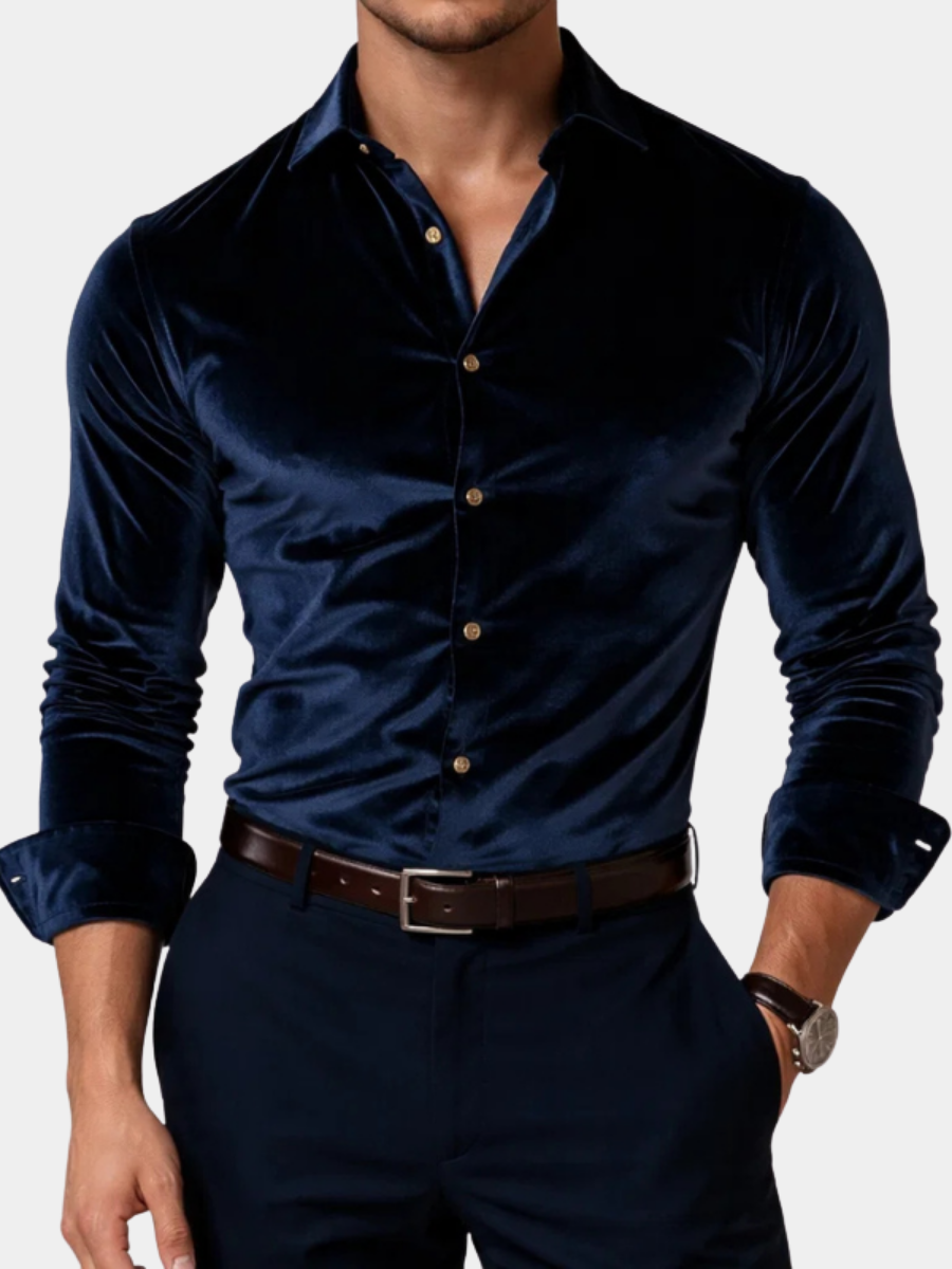Louis | Men's Long Sleeve Velvet Shirt