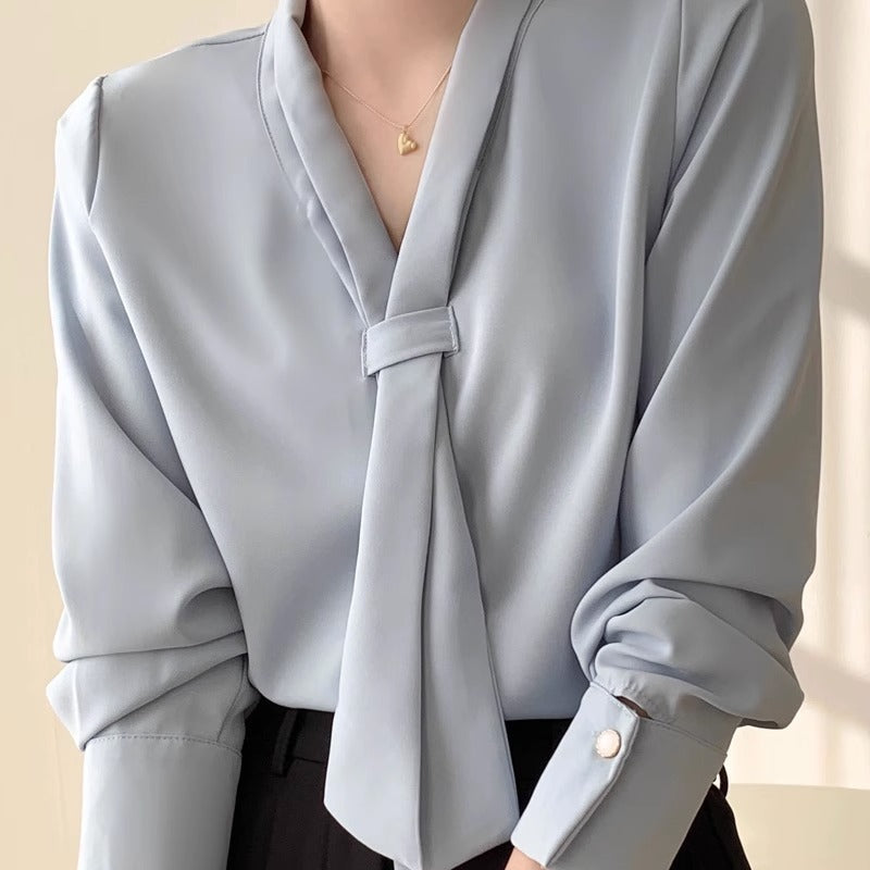 Lucia | Women's Tie Neck Long Sleeve Blouse