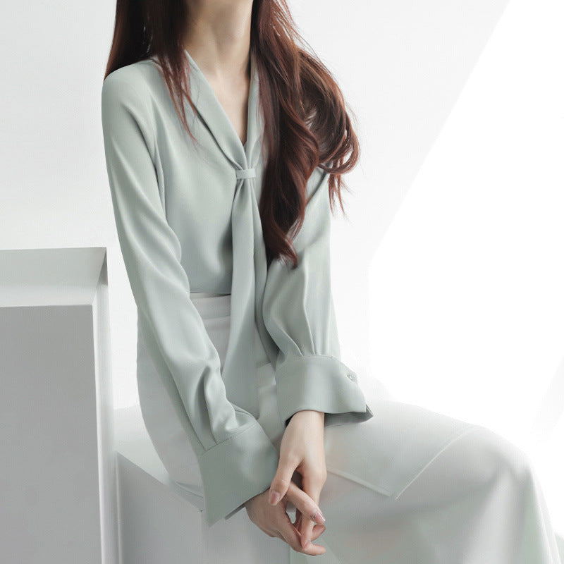 Lucia | Women's Tie Neck Long Sleeve Blouse