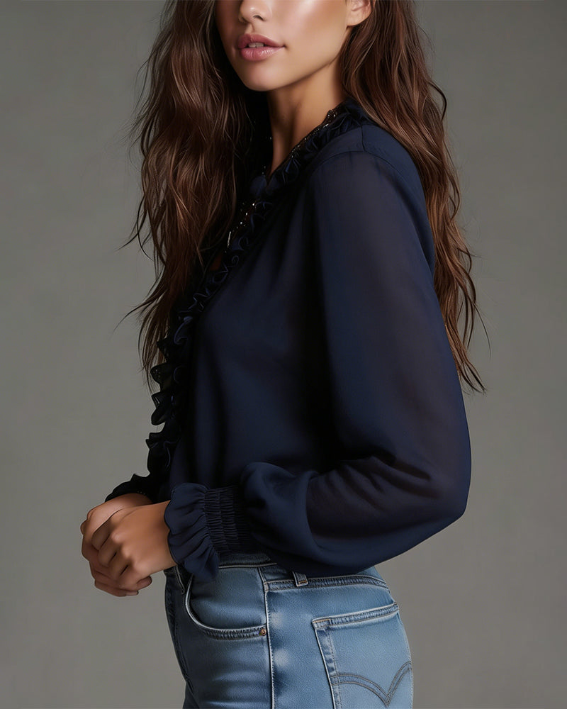 Lynne | Women's Ruffle V-Neck Blouse