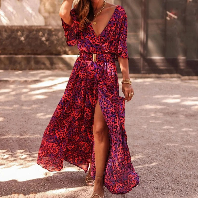 Lynne | Women's V-Neck Wrap Maxi Dress