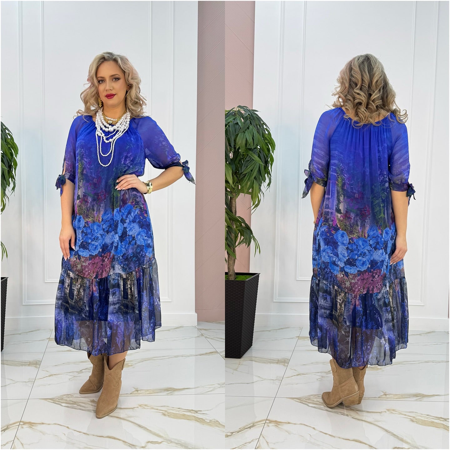Mackenzie | Women's Tie Sleeve Boho Midi Dress